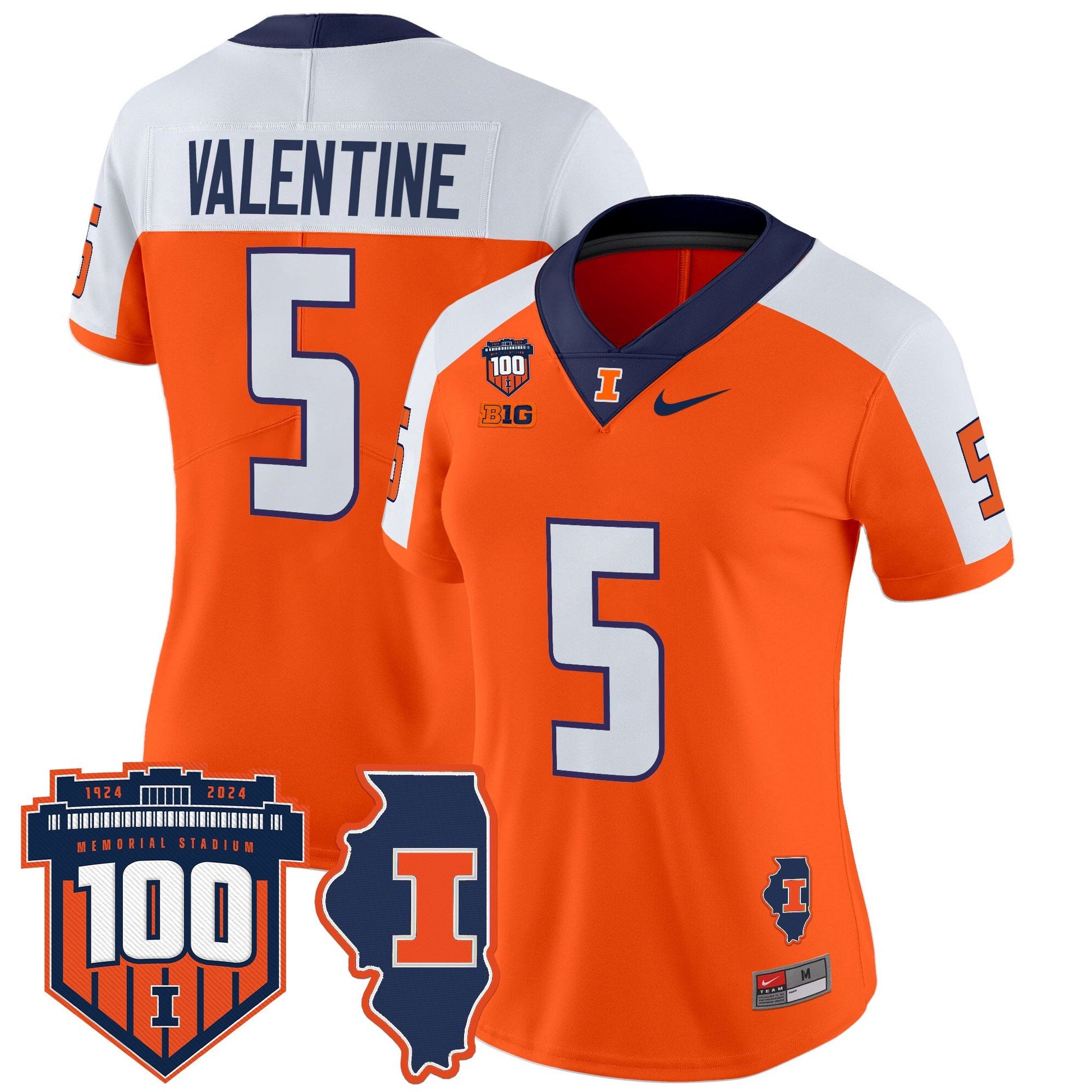 Women's Illinois Fighting Illini 100th Memorial Stadium Patch Vapor Limited Jersey - All Stitched