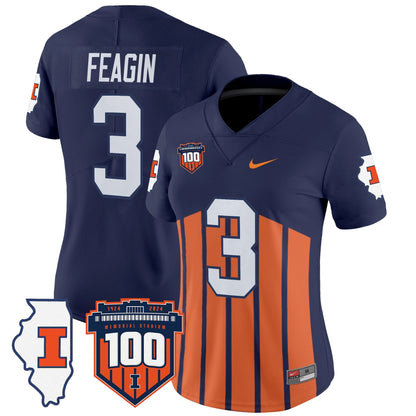 Women's Illinois Fighting Illini 100th Memorial Stadium Patch Vapor Limited Jersey - All Stitched