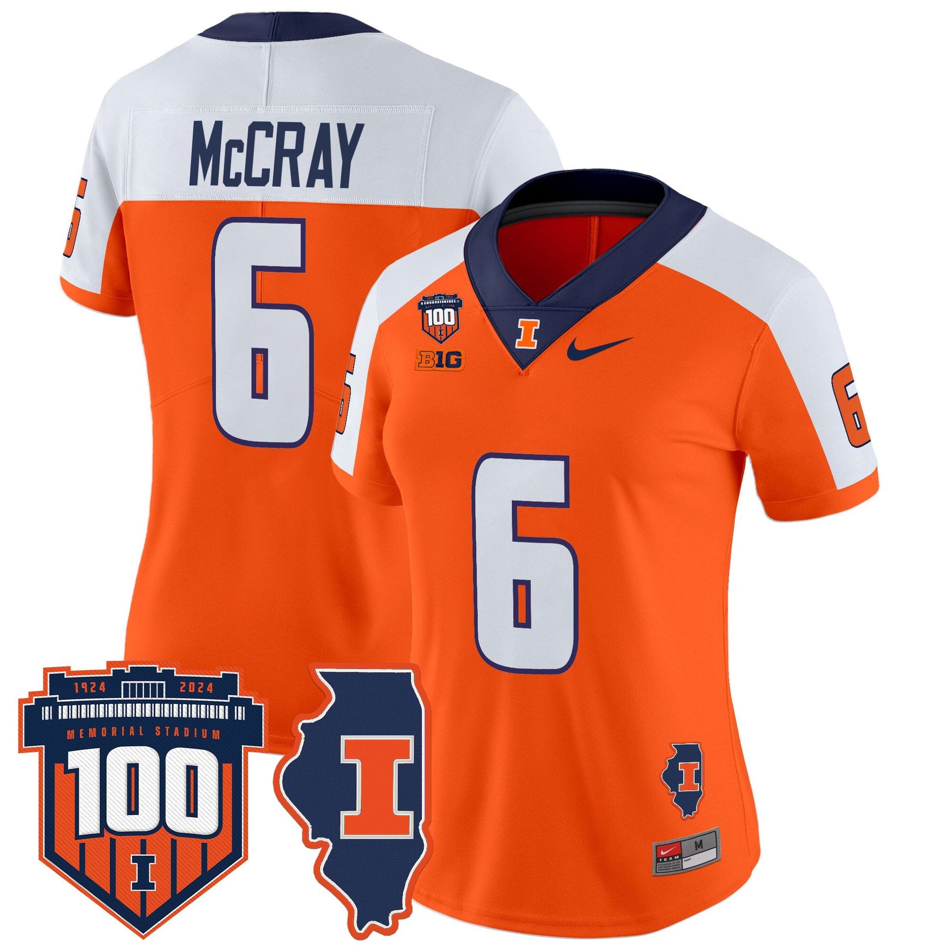 Women's Illinois Fighting Illini 100th Memorial Stadium Patch Vapor Limited Jersey - All Stitched