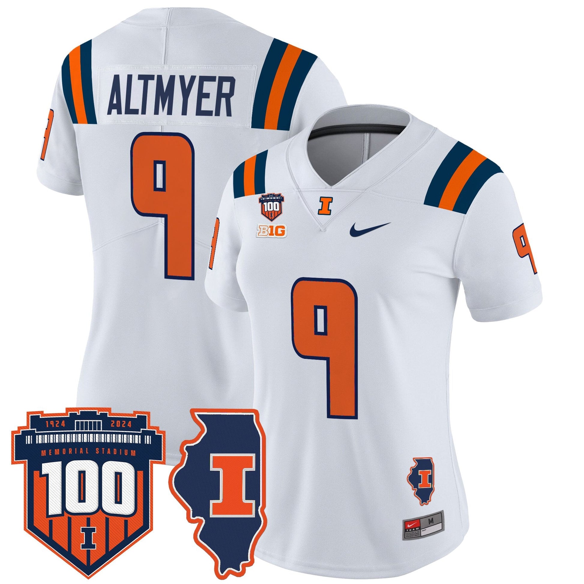 Women's Illinois Fighting Illini 100th Memorial Stadium Patch Vapor Limited Jersey - All Stitched