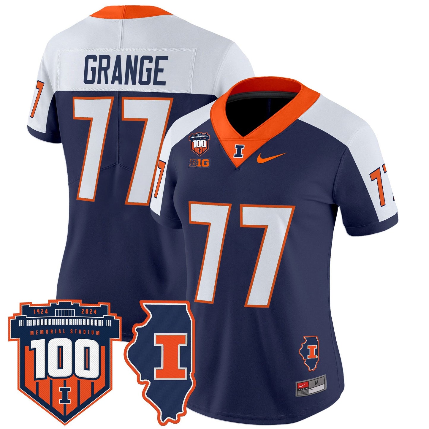 Women's Illinois Fighting Illini 100th Memorial Stadium Patch Vapor Limited Jersey - All Stitched