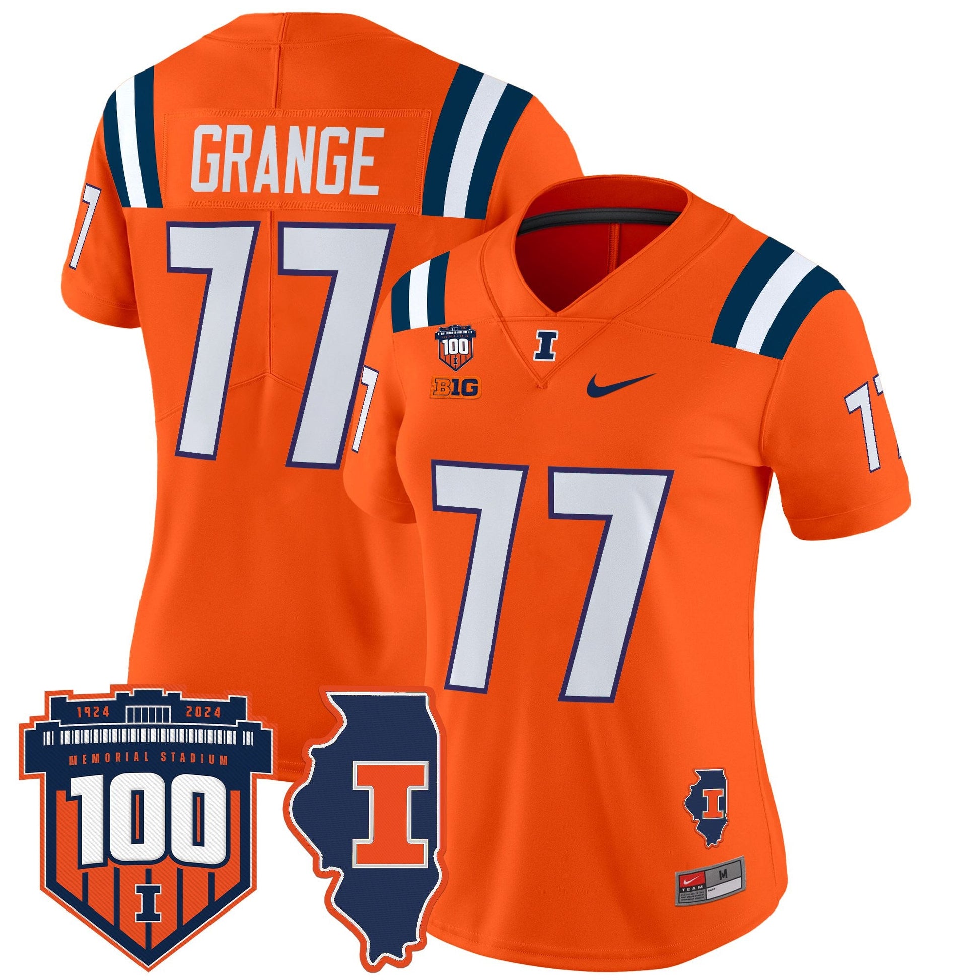 Women's Illinois Fighting Illini 100th Memorial Stadium Patch Vapor Limited Jersey - All Stitched
