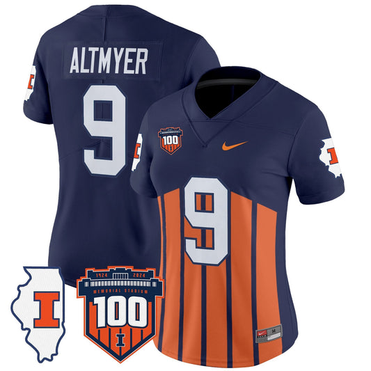 Women's Illinois Fighting Illini 100th Memorial Stadium Patch Vapor Limited Jersey - All Stitched
