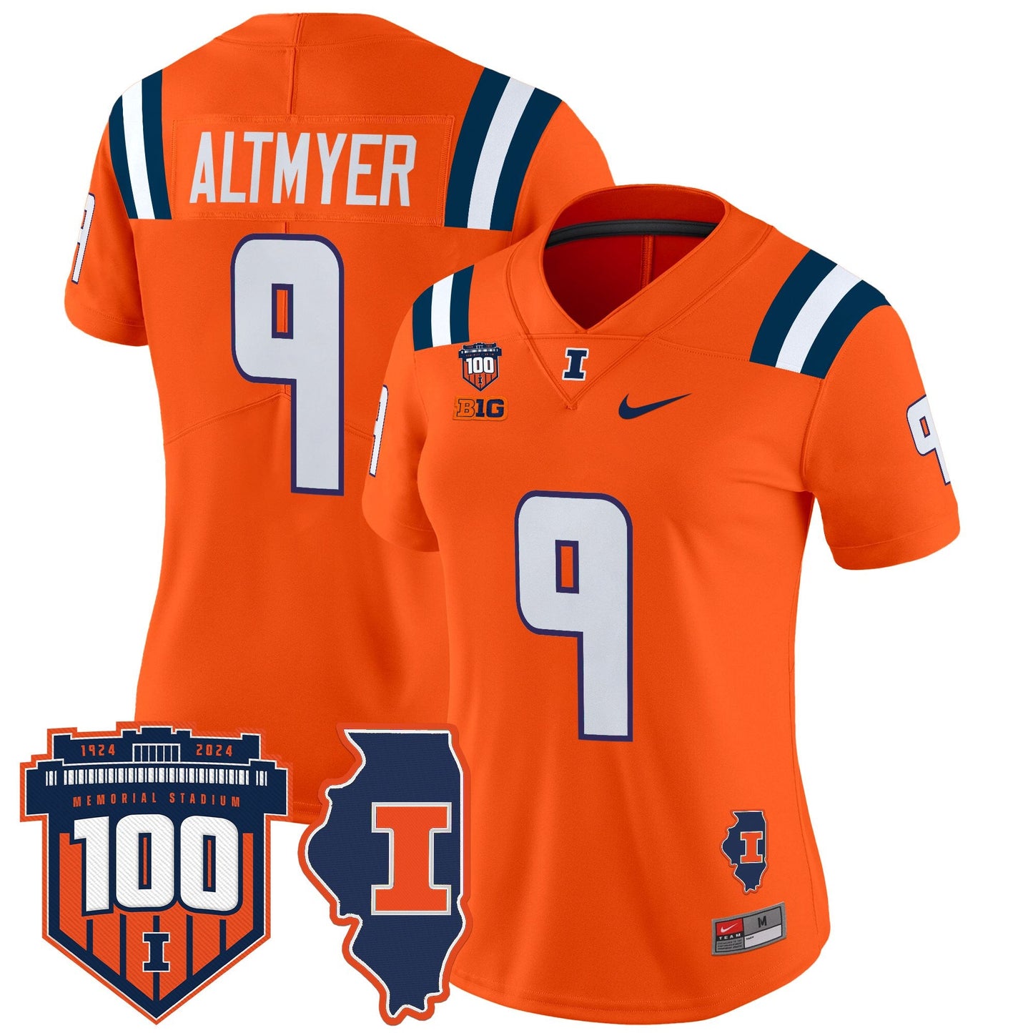 Women's Illinois Fighting Illini 100th Memorial Stadium Patch Vapor Limited Jersey - All Stitched