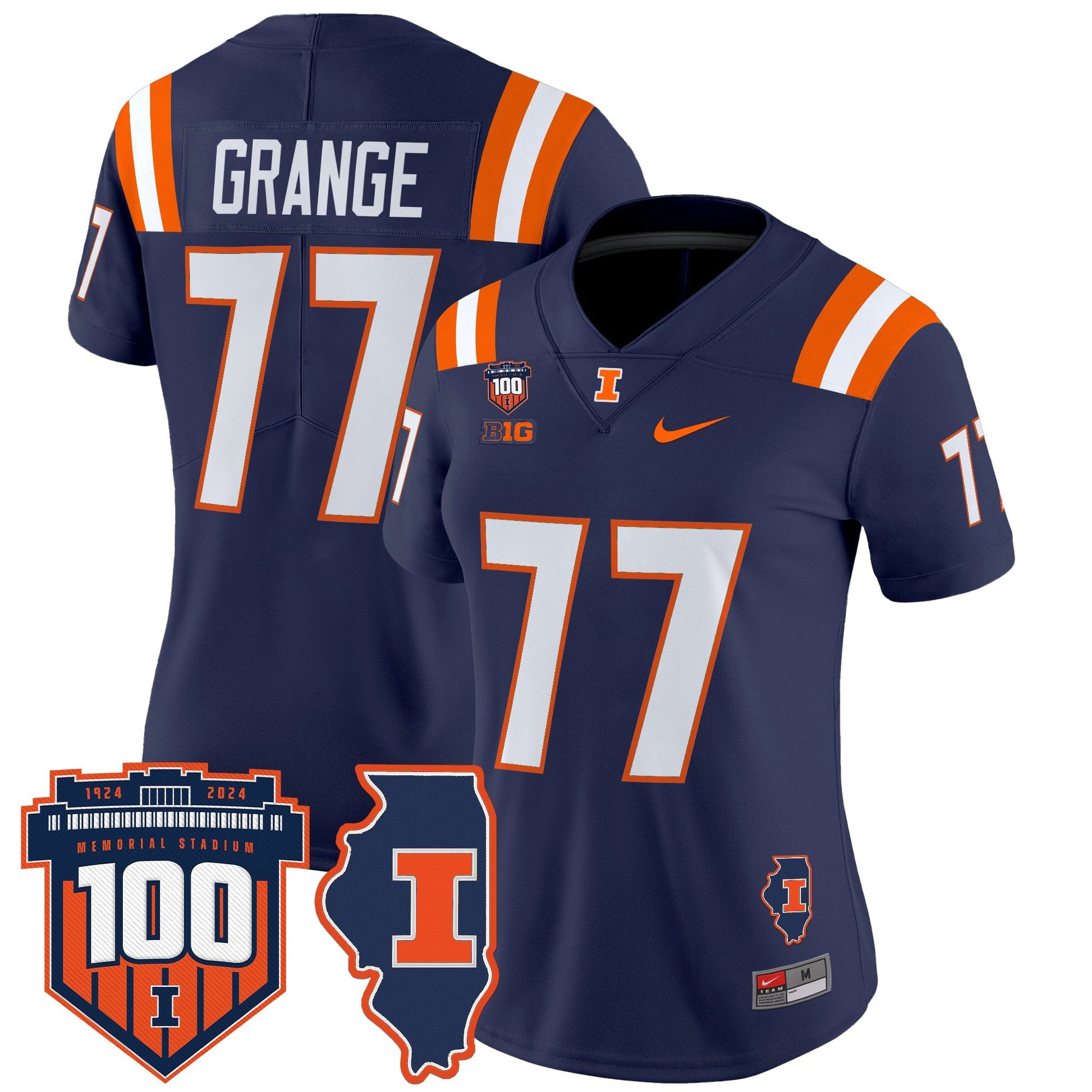 Women's Illinois Fighting Illini 100th Memorial Stadium Patch Vapor Limited Jersey - All Stitched