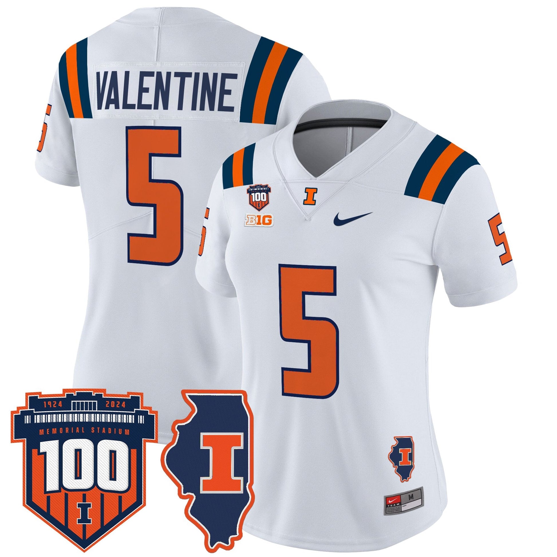 Women's Illinois Fighting Illini 100th Memorial Stadium Patch Vapor Limited Jersey - All Stitched