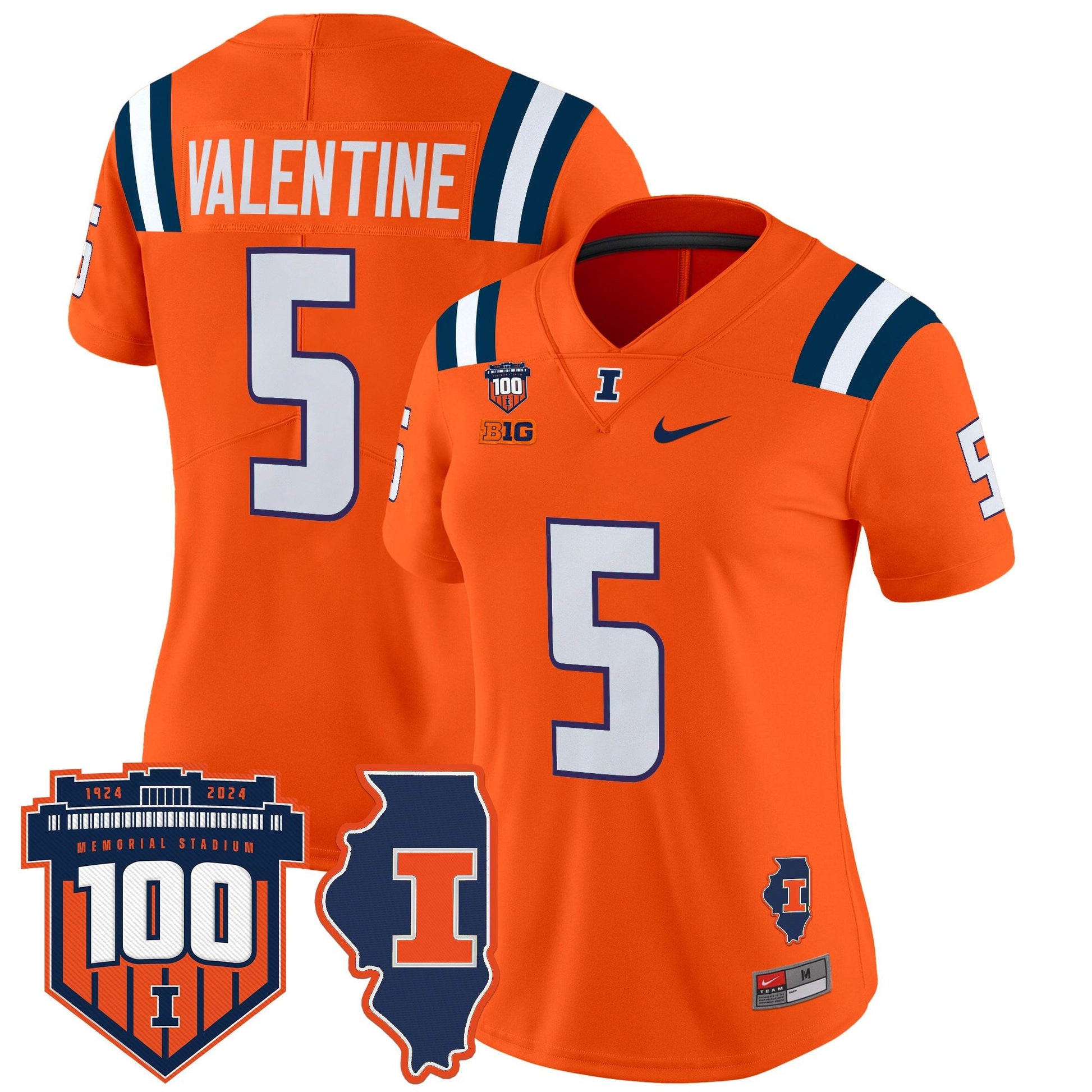 Women's Illinois Fighting Illini 100th Memorial Stadium Patch Vapor Limited Jersey - All Stitched