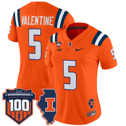 Women's Illinois Fighting Illini 100th Memorial Stadium Patch Vapor Limited Jersey - All Stitched