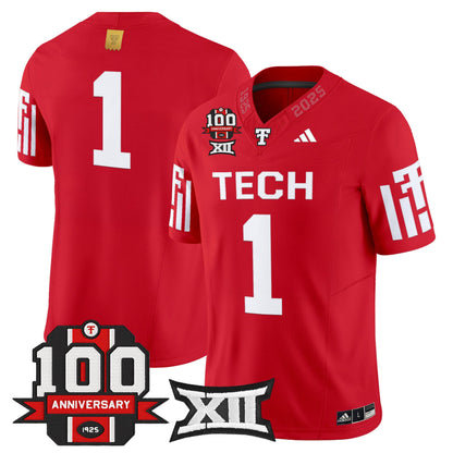 Men's Texas Tech Red Raiders 2025 Vapor Limited Jersey - 100th Anniversary Patch - All Stitched
