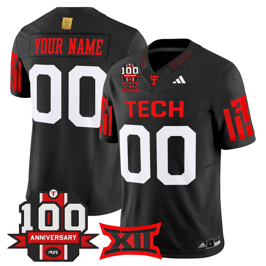 Texas Tech Red Raiders 2025 Vapor Limited Custom Jersey - 100th Anniversary Patch - All Stitched