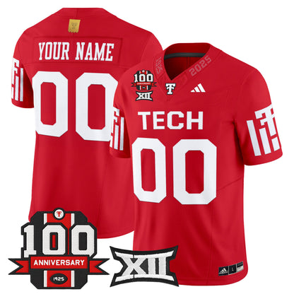 Texas Tech Red Raiders 2025 Vapor Limited Custom Jersey - 100th Anniversary Patch - All Stitched