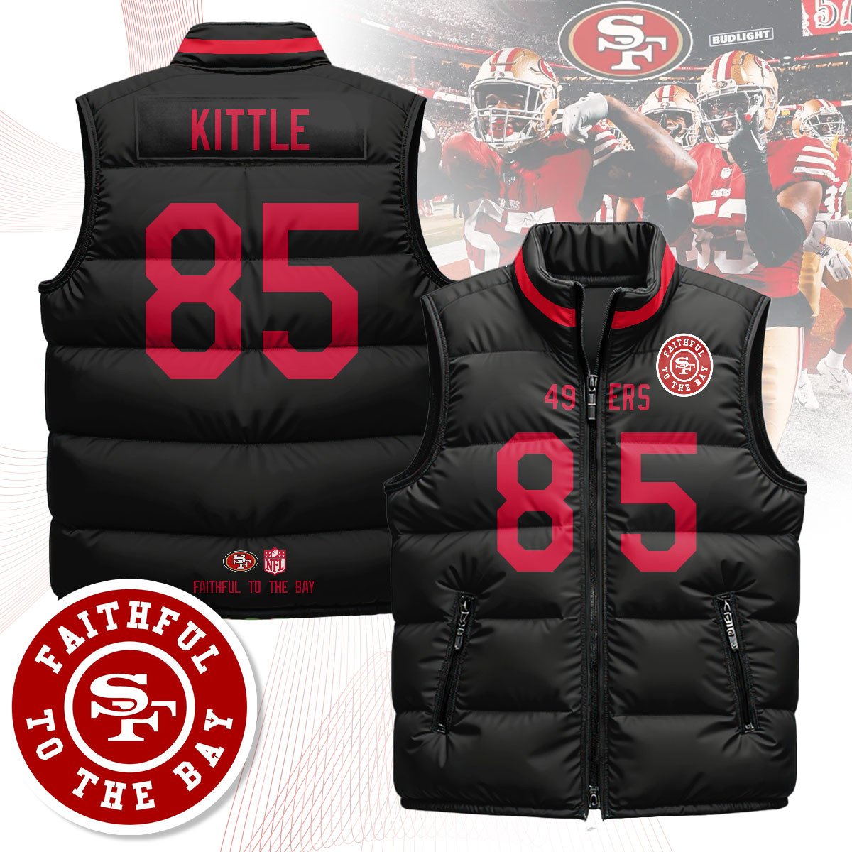Custom San Francisco 49ers Unisex Puffer Vest V1