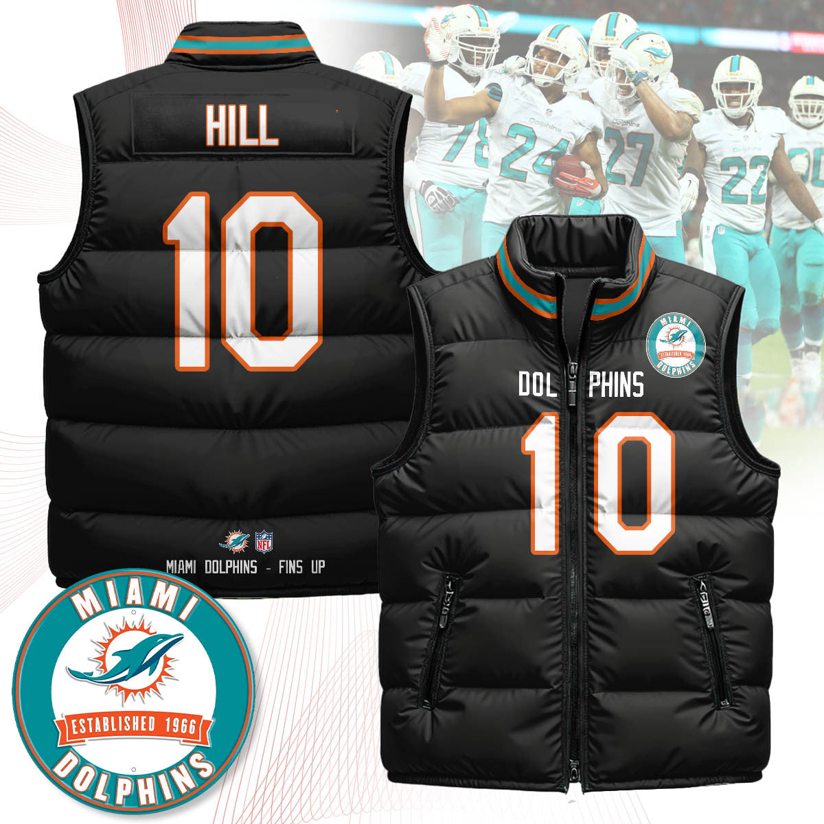 Miami Dolphins Unisex Puffer Vest