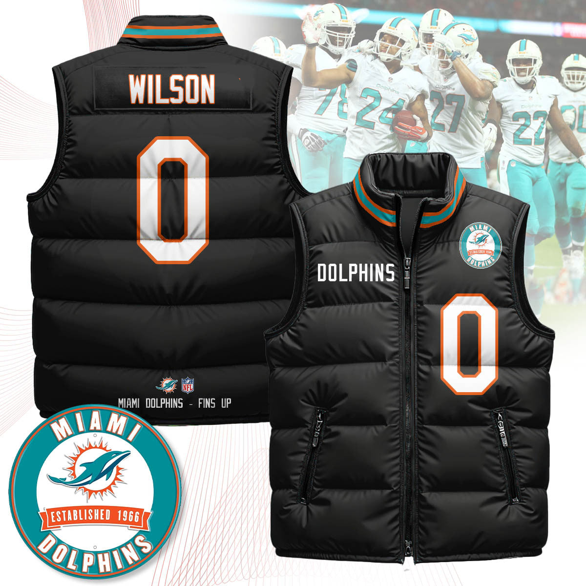 Miami Dolphins Unisex Puffer Vest