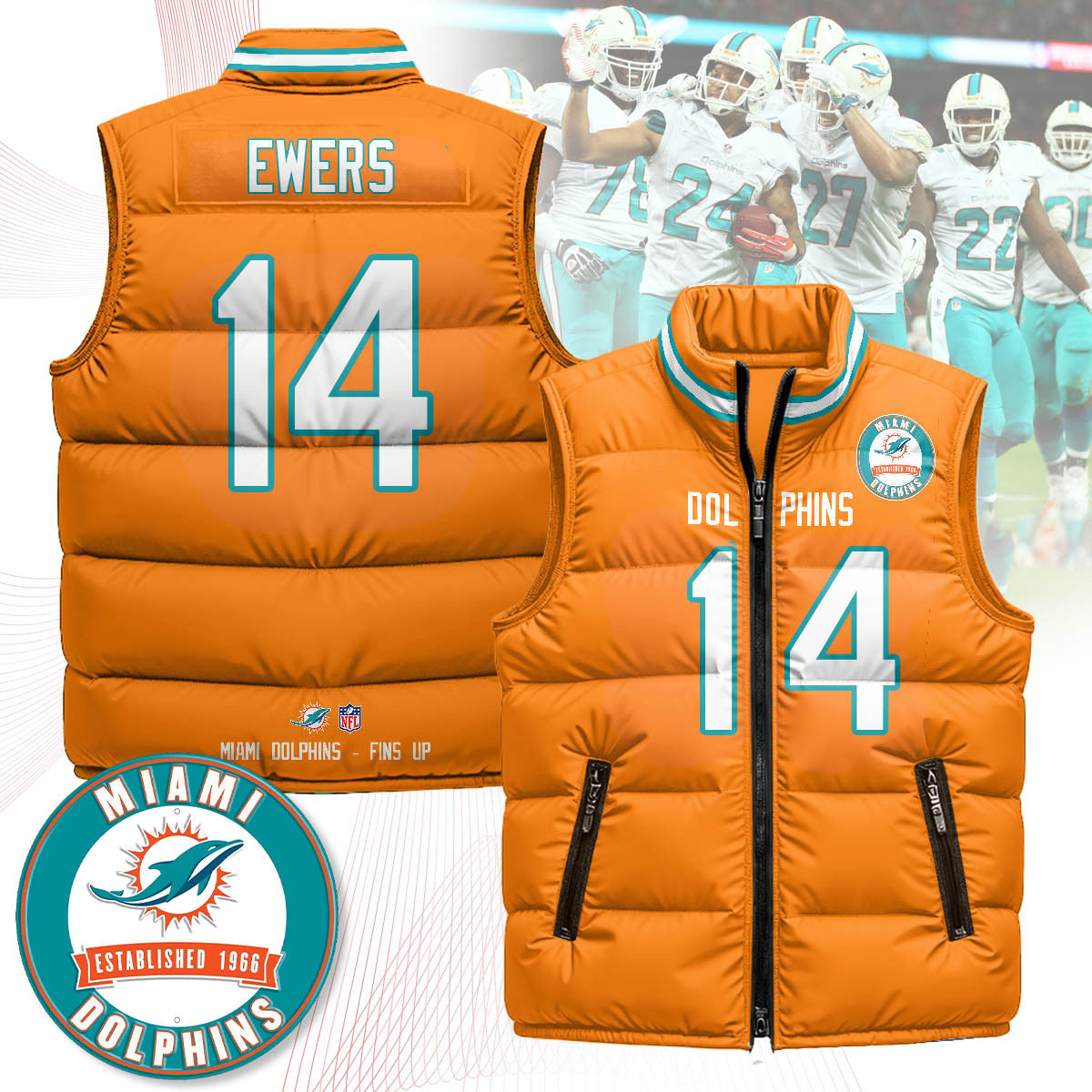 Miami Dolphins Unisex Puffer Vest