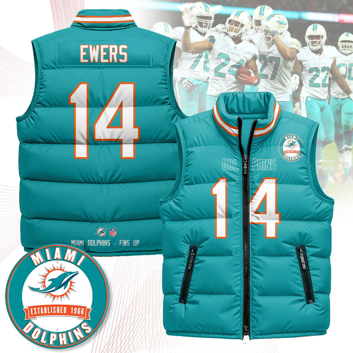Miami Dolphins Unisex Puffer Vest