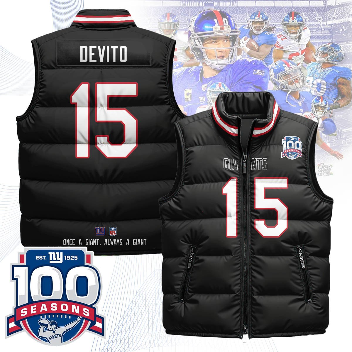 New York Giants Unisex Puffer Vest