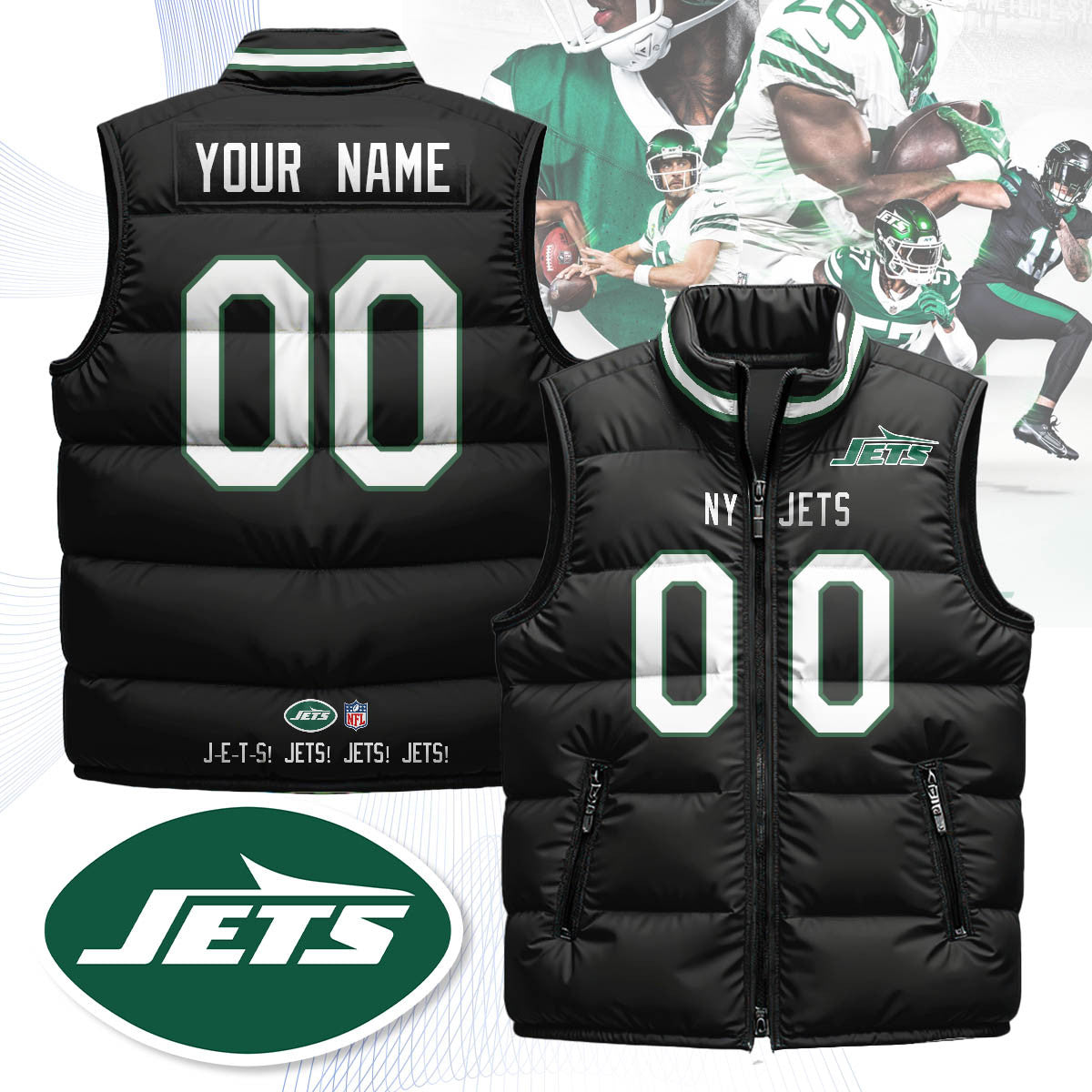 New York Jets Unisex Puffer Custom Vest