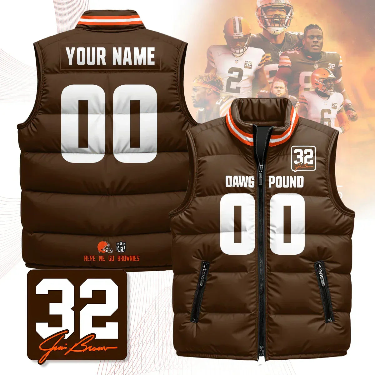 Custom Cleveland Browns Unisex Puffer Vest