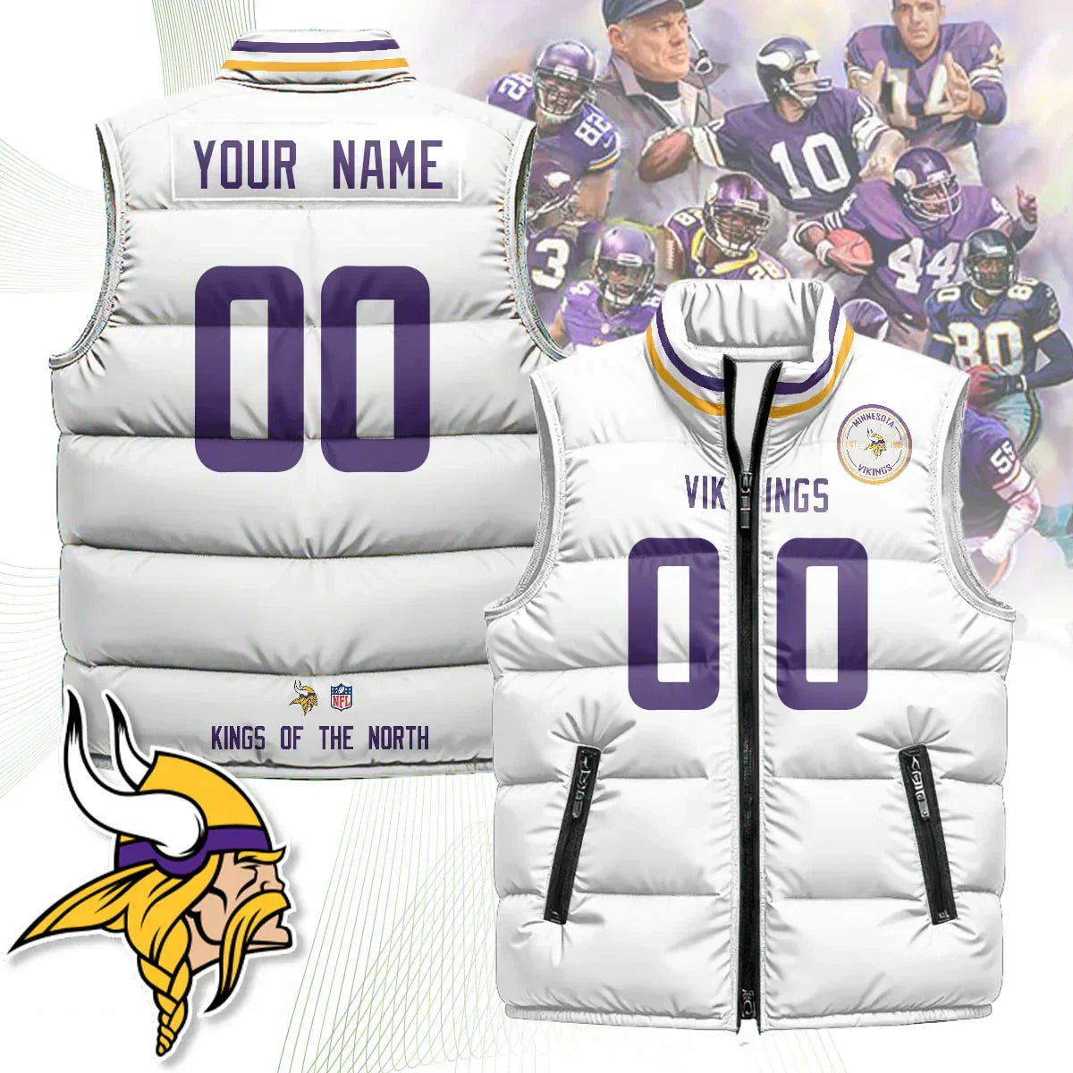 Custom Minnesota Vikings Unisex Puffer Vest