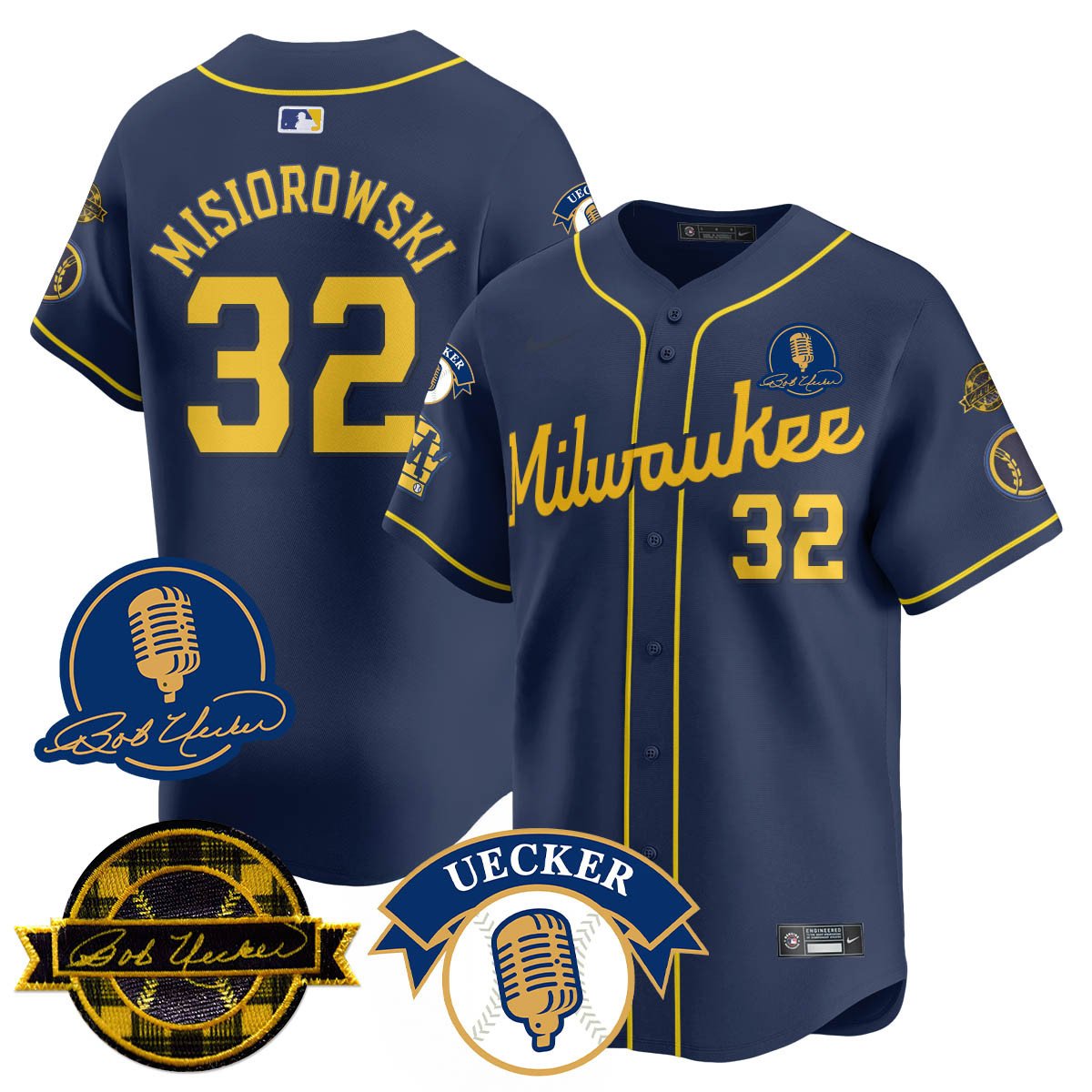 Men's Milwaukee Brewers 2025 Limited Jersey - Bob Uecker Patch - All Stitched