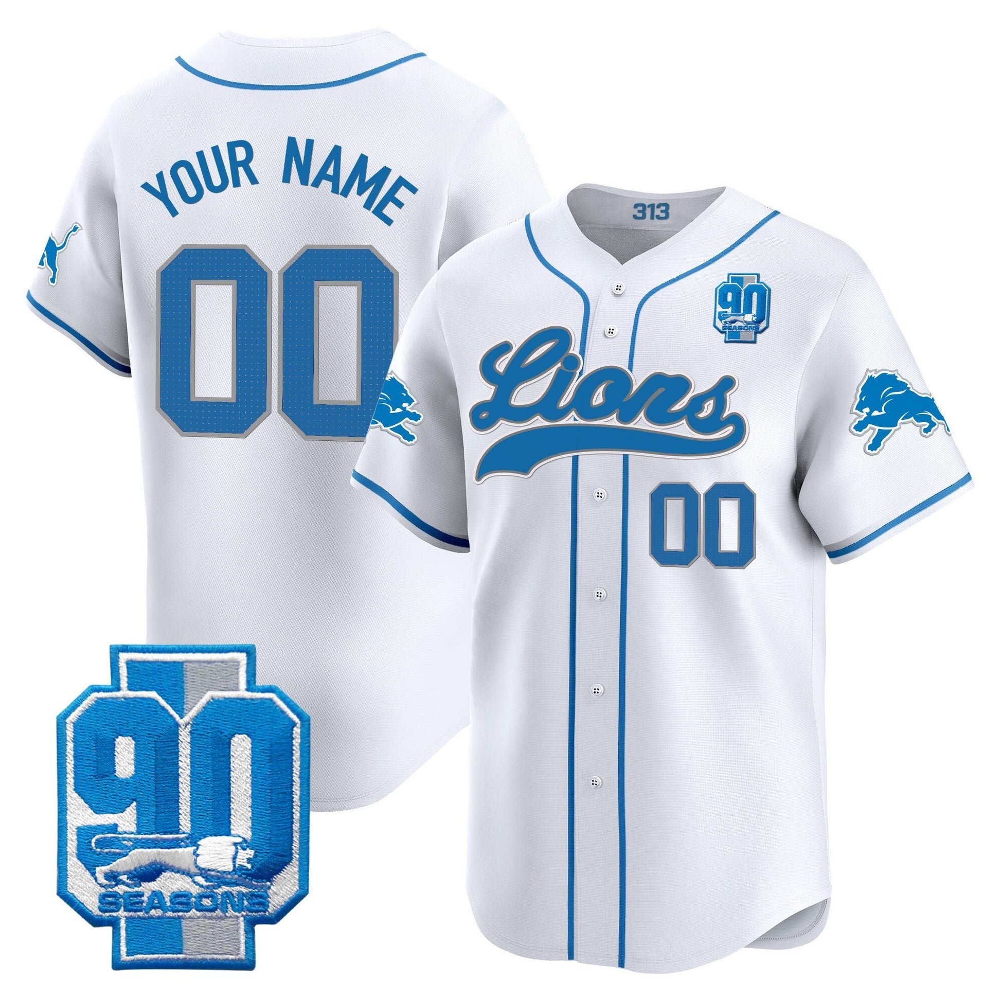 Detroit Lions 2025 Vapor Baseball Custom Jersey - All Stitched