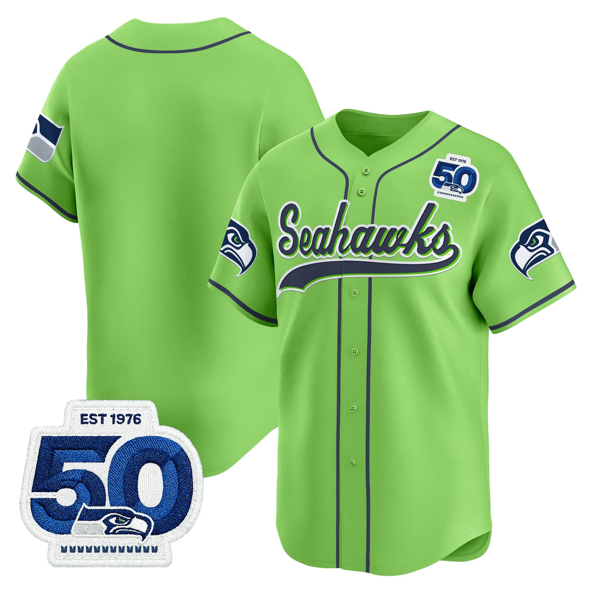 Men's Seattle Seahawks 50th Anniversary Vapor Baseball Jersey - All Stitched