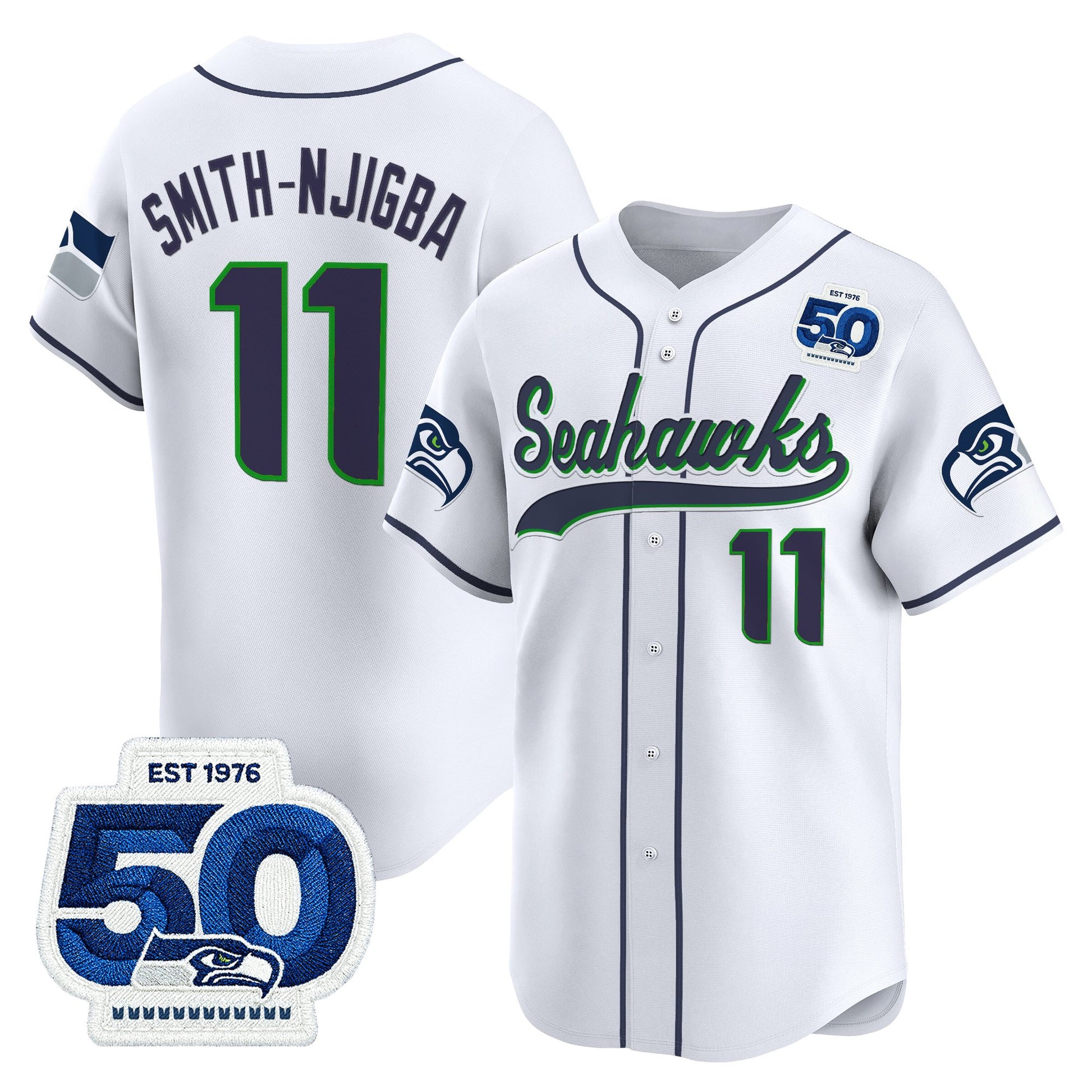 Men's Seattle Seahawks 50th Anniversary Vapor Baseball Jersey - All Stitched