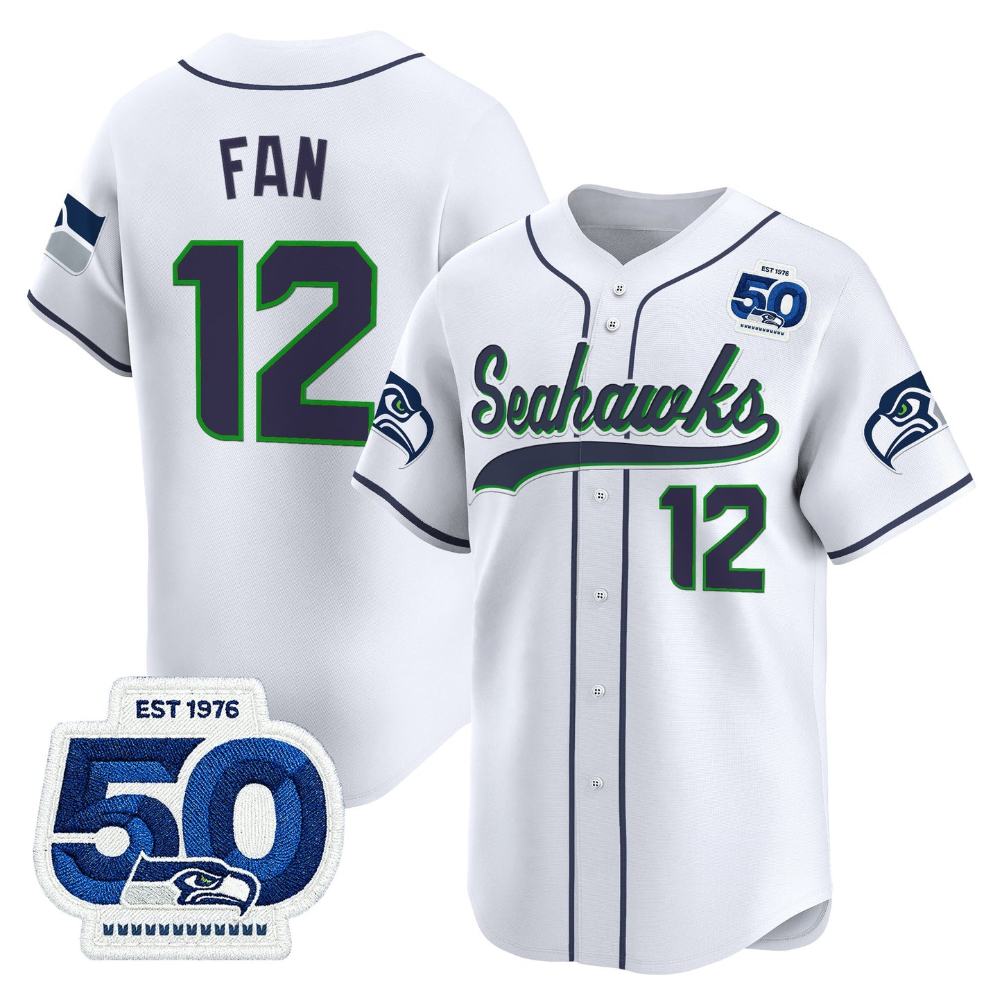 Men's Seattle Seahawks 50th Anniversary Vapor Baseball Jersey - All Stitched