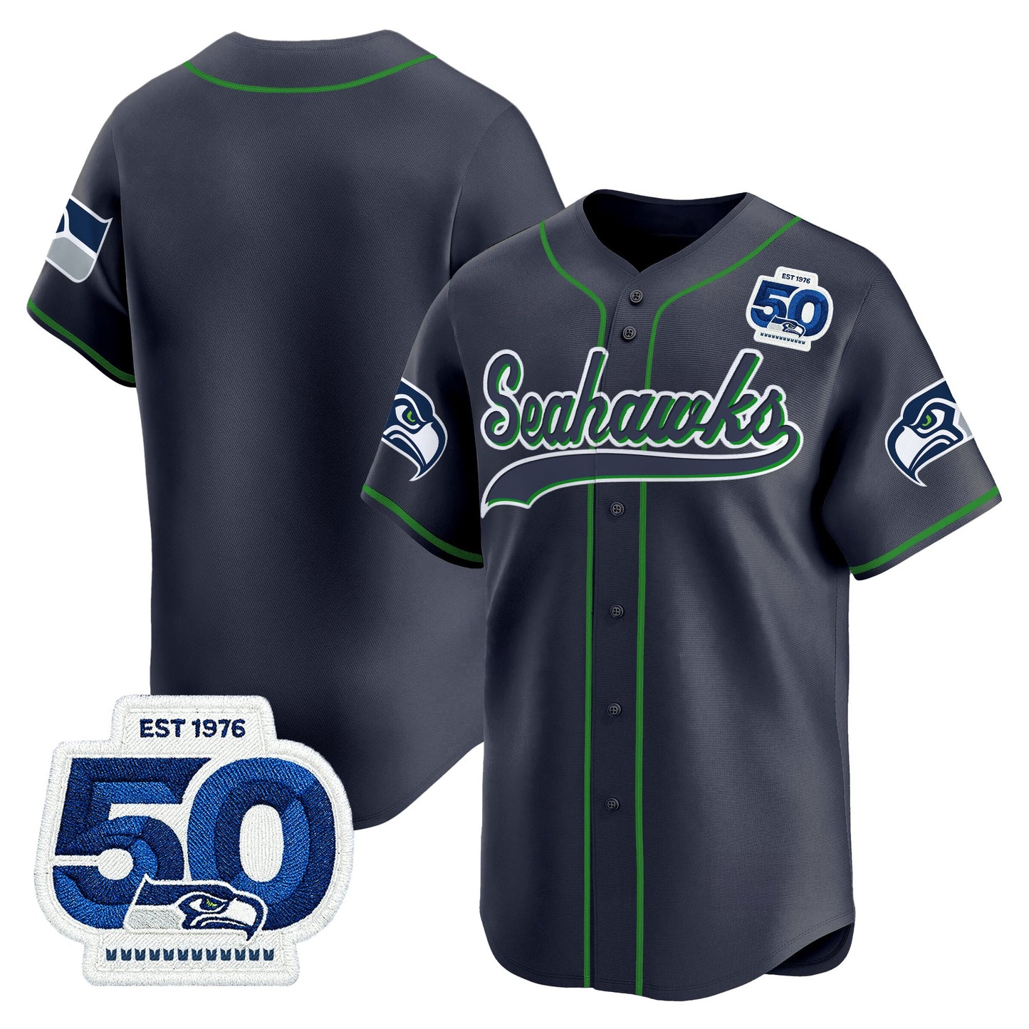 Men's Seattle Seahawks 50th Anniversary Vapor Baseball Jersey - All Stitched