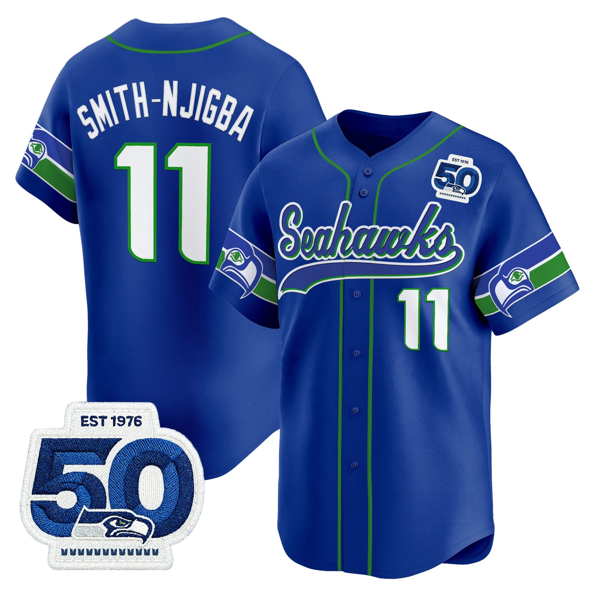 Men's Seattle Seahawks 50th Anniversary Vapor Baseball Jersey - All Stitched