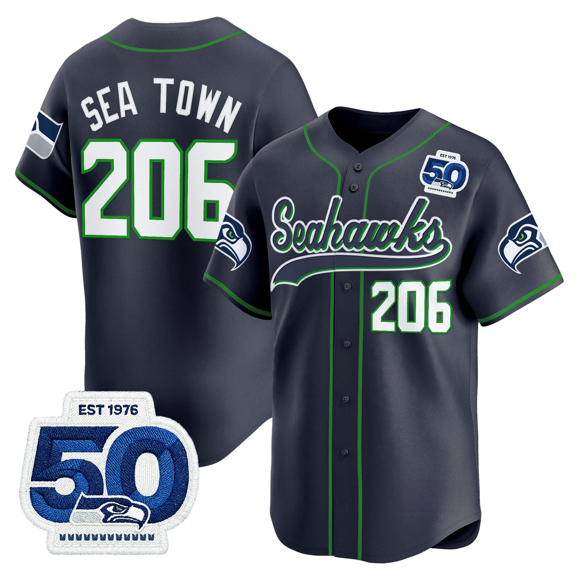 Men's Seattle Seahawks 50th Anniversary Vapor Baseball Jersey - All Stitched