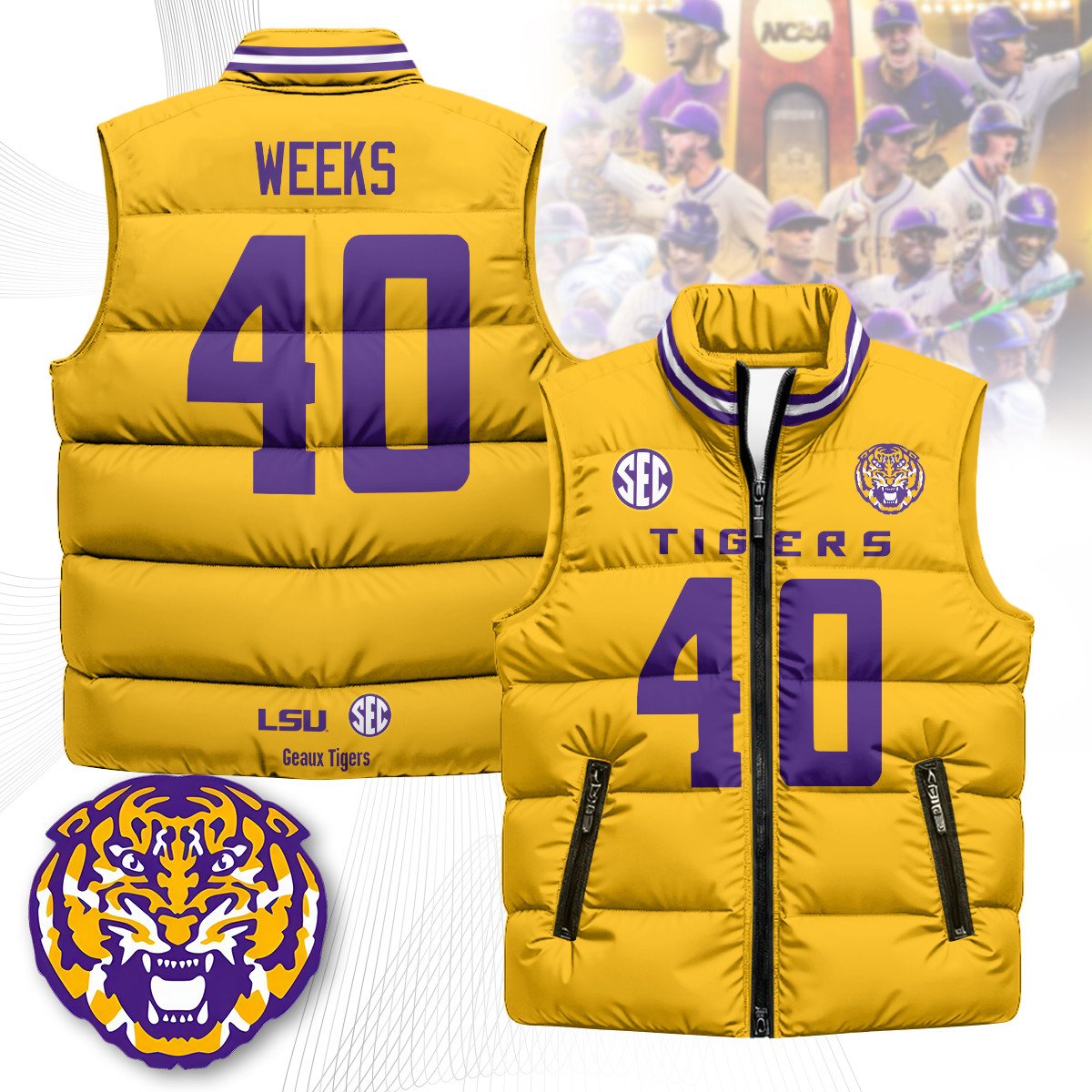 LSU Tigers Unisex Puffer Vest