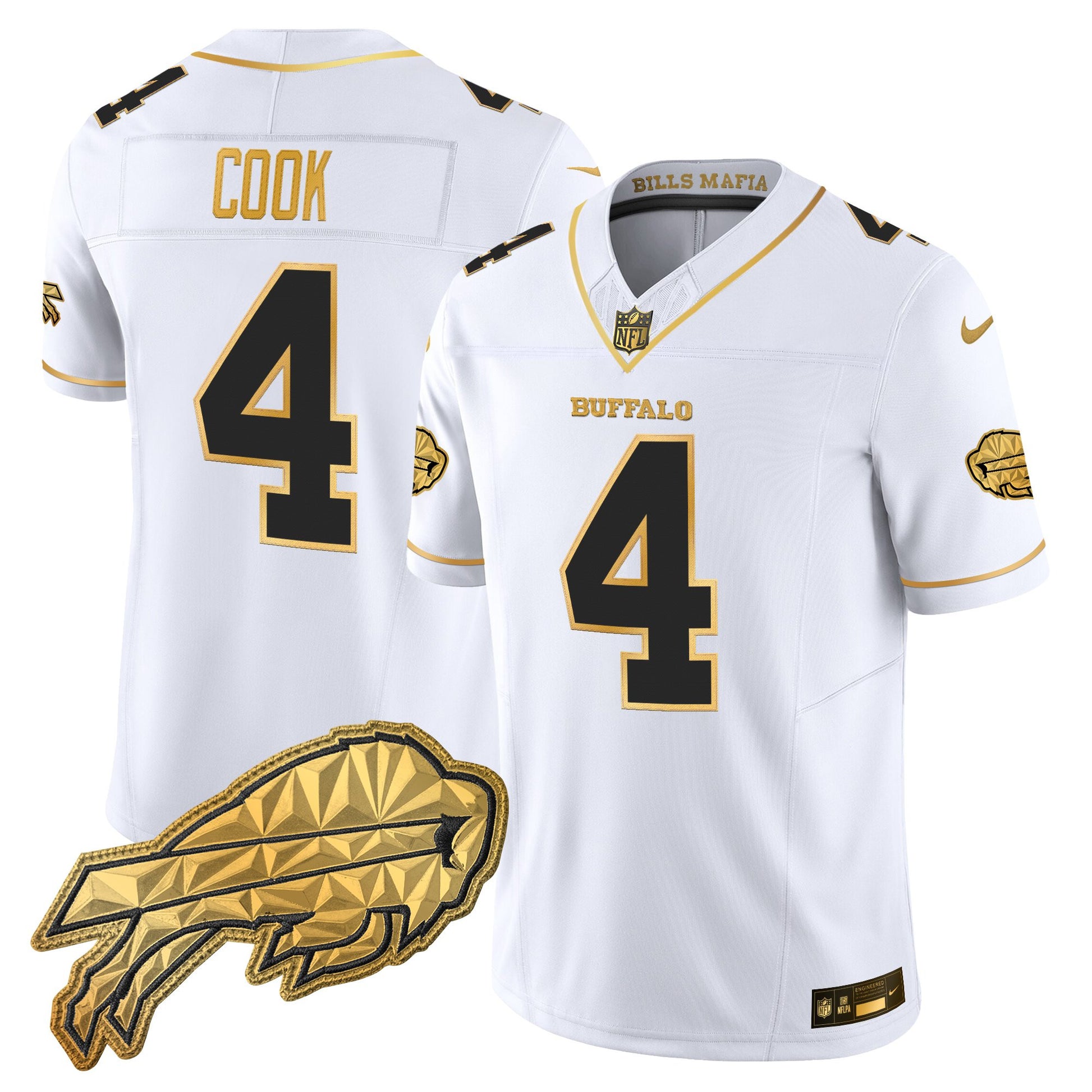 Men's Buffalo Bills 2025 "Rivalries" Gold Vapor Limited Jersey - All Stitched