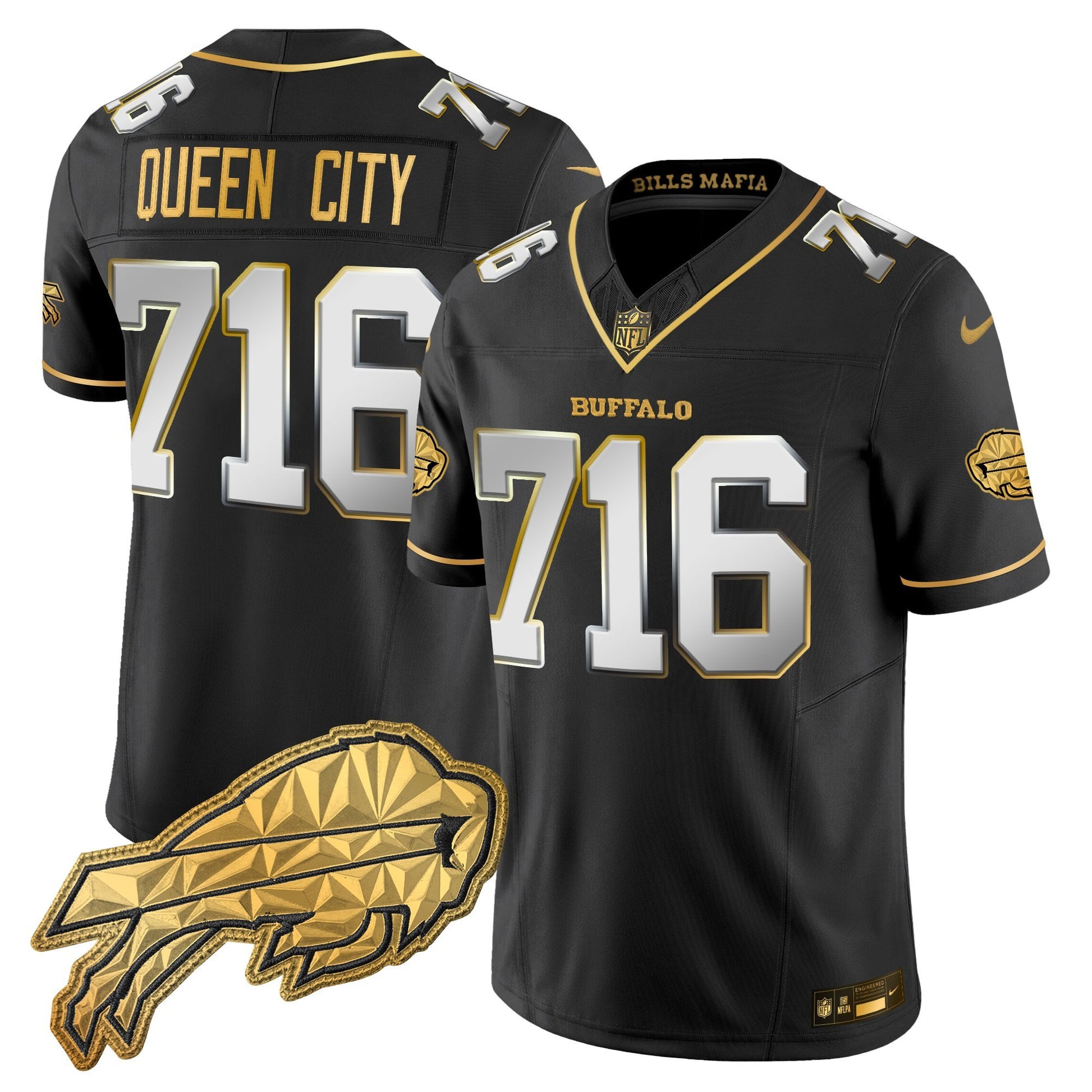 Men's Buffalo Bills 2025 "Rivalries" Gold Vapor Limited Jersey - All Stitched