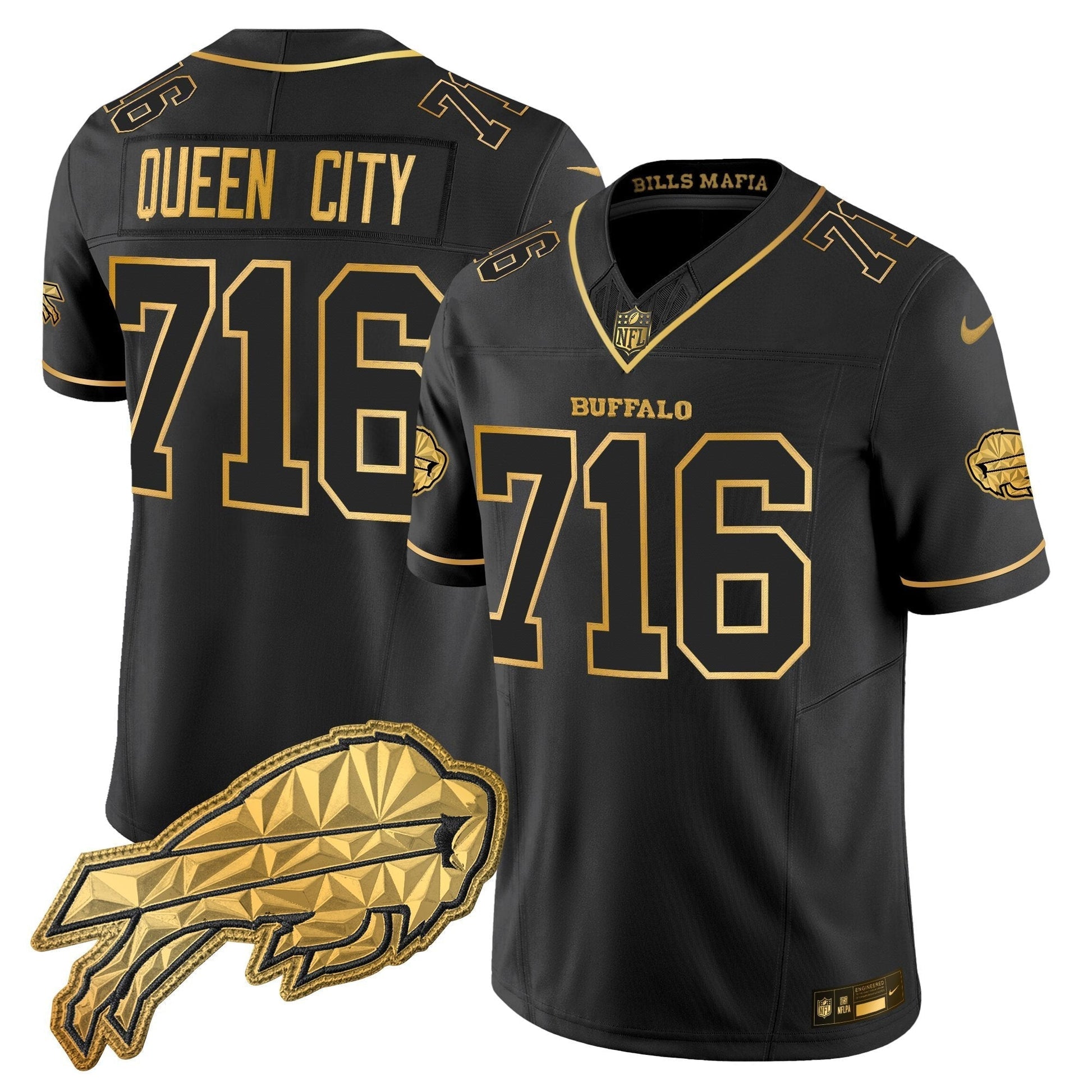 Men's Buffalo Bills 2025 "Rivalries" Gold Vapor Limited Jersey - All Stitched