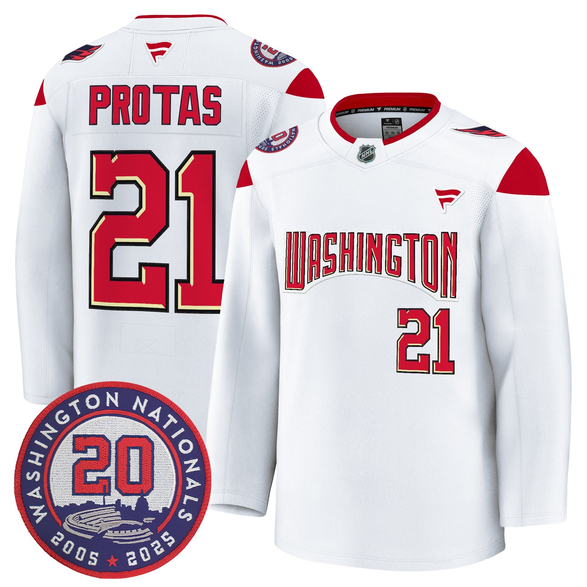 Washington Capitals 20th Anniversary Seasons Patch Premium Jersey - All Stitched