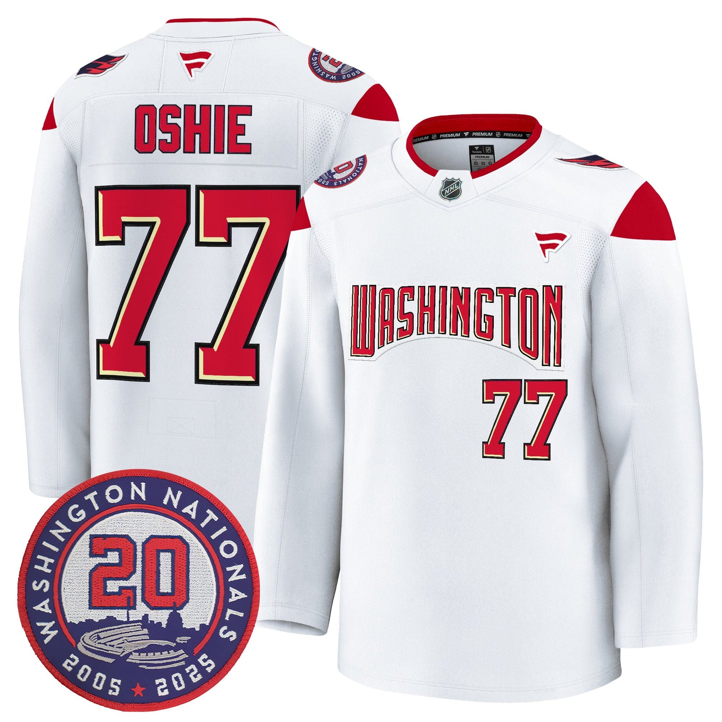 Washington Capitals 20th Anniversary Seasons Patch Premium Jersey - All Stitched