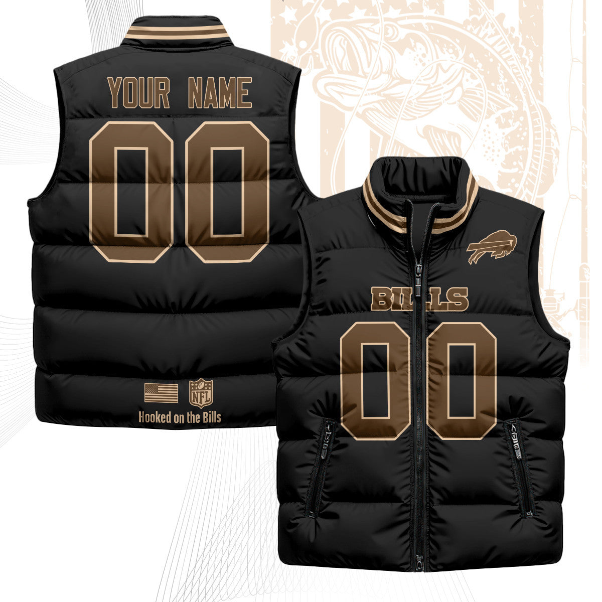 Custom Buffalo Bills Fishing Unisex Puffer Vest