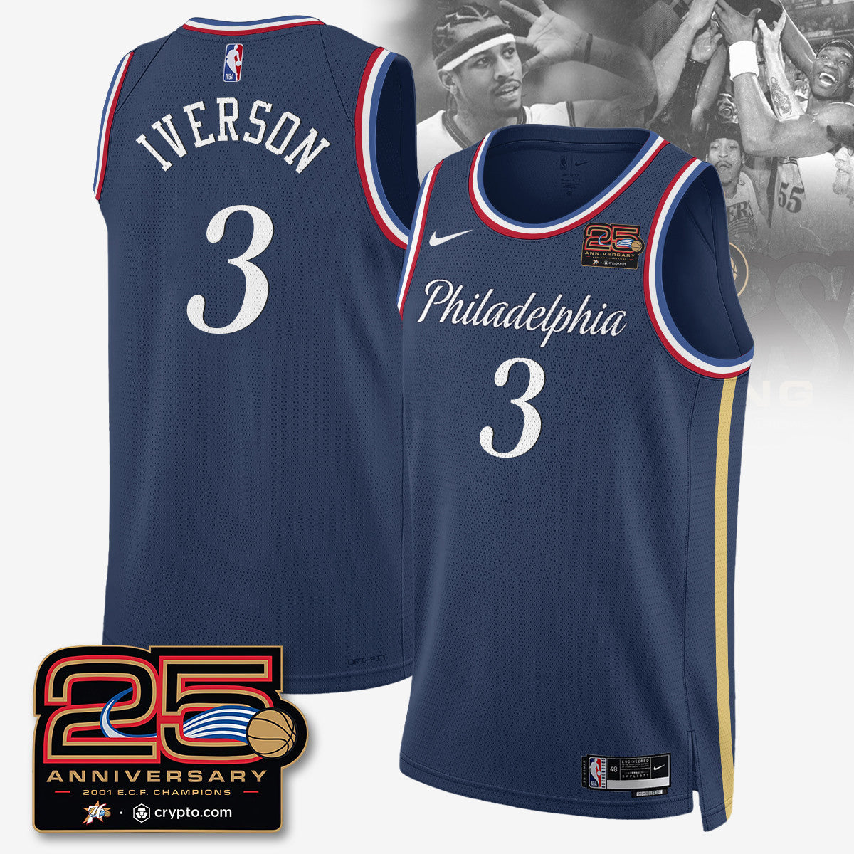 Philadelphia 76ers 25th Anniversary Jersey - All Stitched