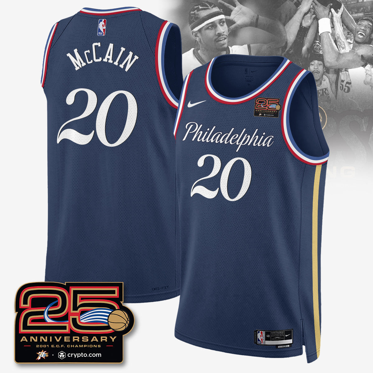 Philadelphia 76ers 25th Anniversary Jersey - All Stitched