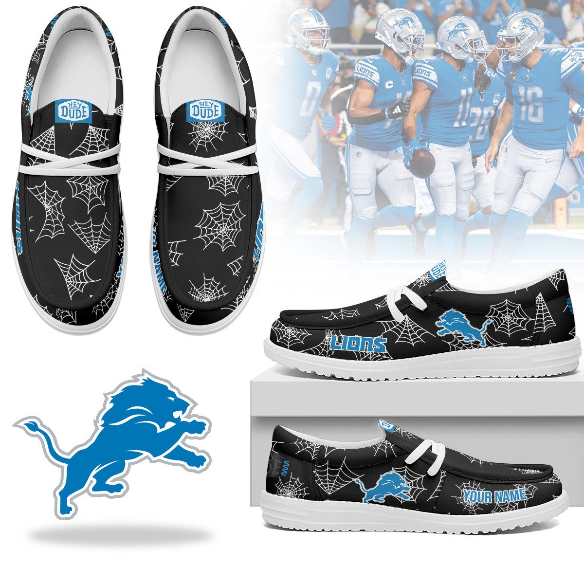 Men's Detroit Lions Halloween Hey Dude Shoes