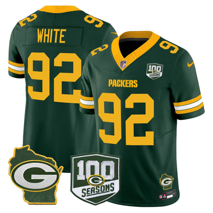 Men's Green Bay Packers 100th Season & Home Patch Vapor Limited Jersey - All Stitched
