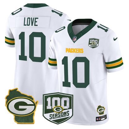 Men's Green Bay Packers 100th Season & Home Patch Vapor Limited Jersey - All Stitched
