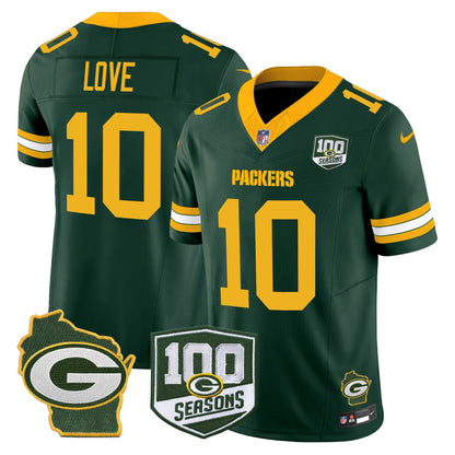 Men's Green Bay Packers 100th Season & Home Patch Vapor Limited Jersey - All Stitched