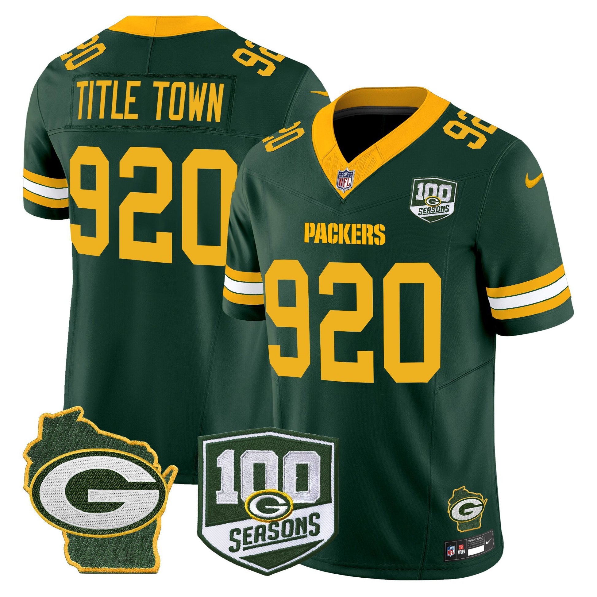 Men's Green Bay Packers 100th Season & Home Patch Vapor Limited Jersey - All Stitched