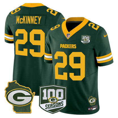 Men's Green Bay Packers 100th Season & Home Patch Vapor Limited Jersey - All Stitched