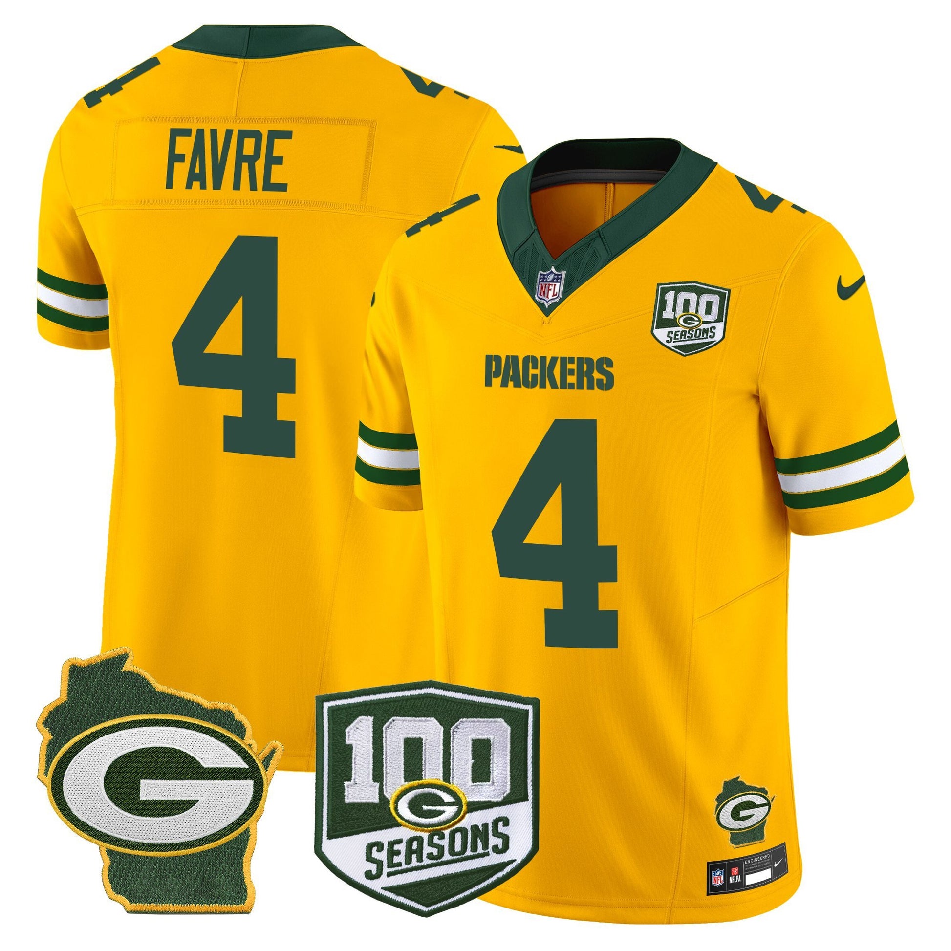 Men's Green Bay Packers 100th Season & Home Patch Vapor Limited Jersey - All Stitched