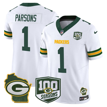 Men's Green Bay Packers 100th Season & Home Patch Vapor Limited Jersey - All Stitched