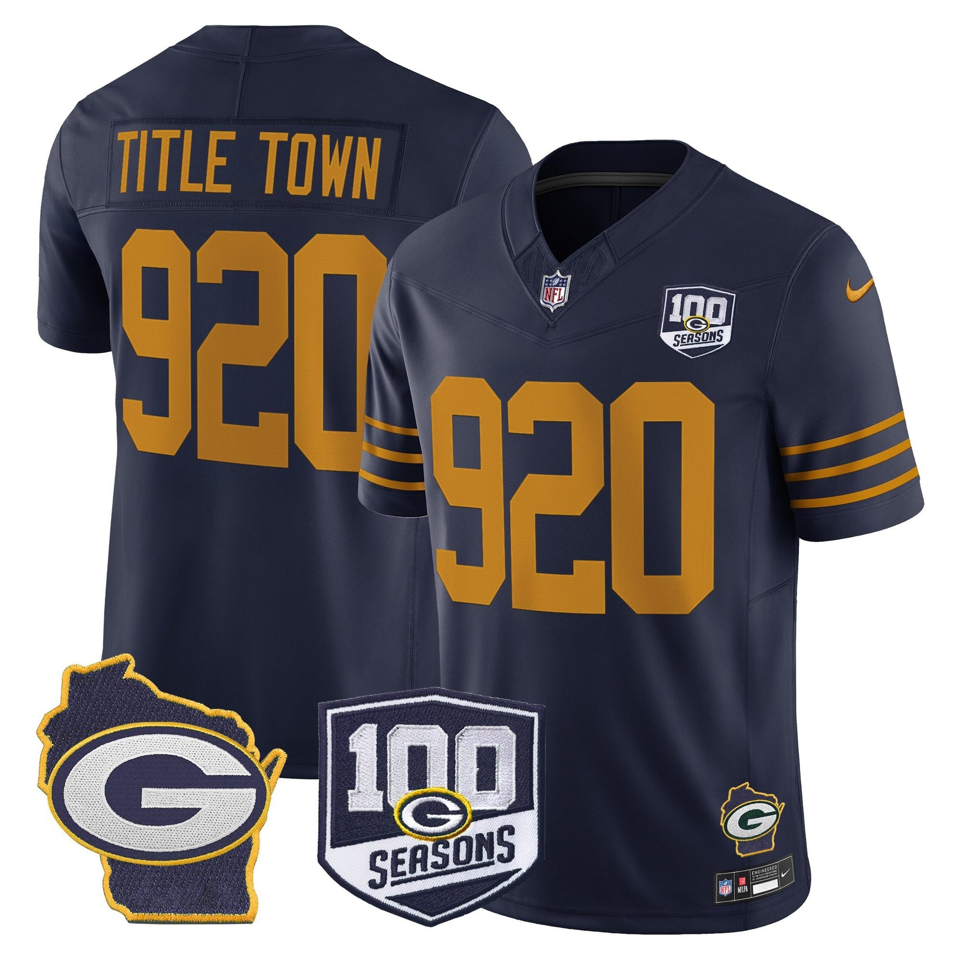Men's Green Bay Packers 100th Season & Home Patch Vapor Limited Jersey - All Stitched